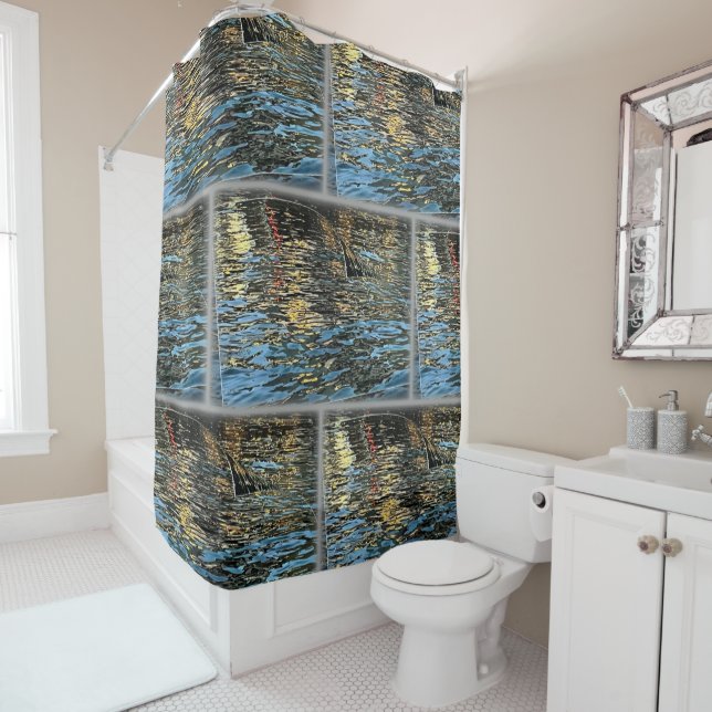 Evening lights on the sea shower curtain (In Situ)