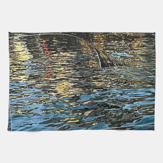 Evening lights on the sea tea towel (Horizontal)