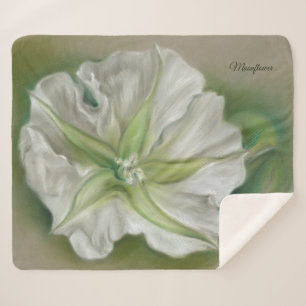 Evening Moonflower Pastel Art Personalised Sherpa Blanket