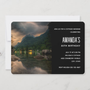 Evening Mountain Lake Photograph Birthday Invitation