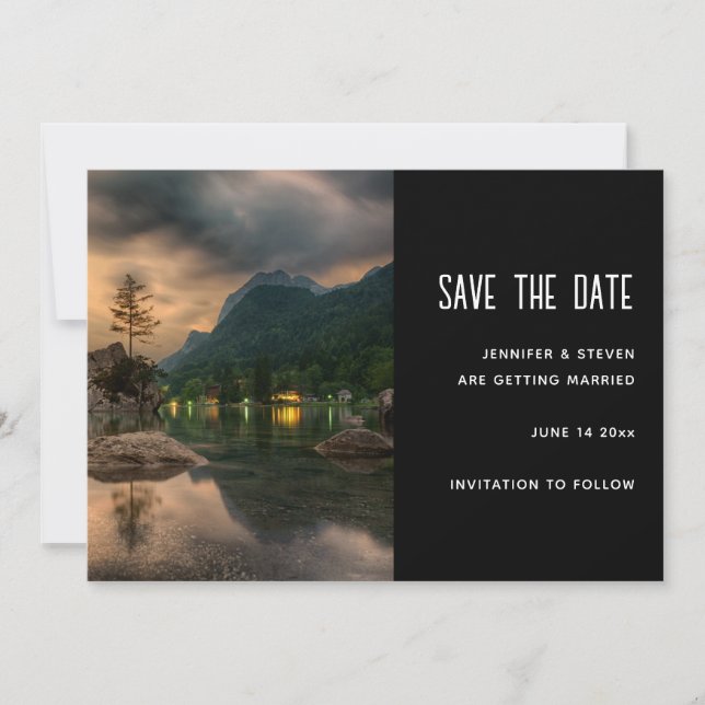 Evening Mountain Lake Photograph -  Wedding Save The Date (Front)