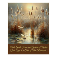 Evening Nature Sunset Swamp Dragonfly Cane Art