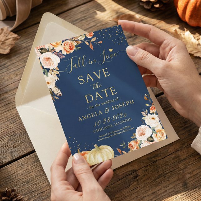 Evening Night Fall in Love Autumn Floral Wedding Save The Date (Creator Uploaded)