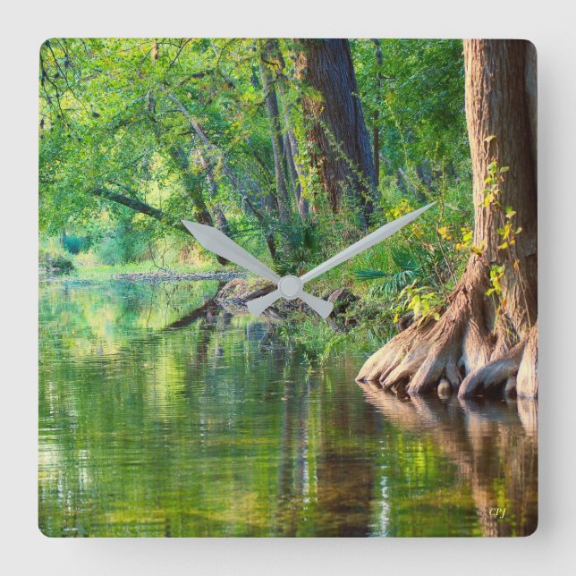 Evening on Cypress Creek Square Wall Clock (Front)