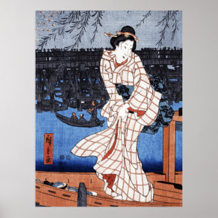 Evening on the river by Utagawa Hiroshige Poster