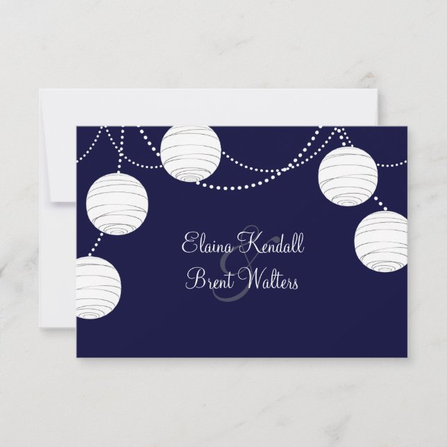 Evening Party Lanterns RSVP (navy) Card (Front)
