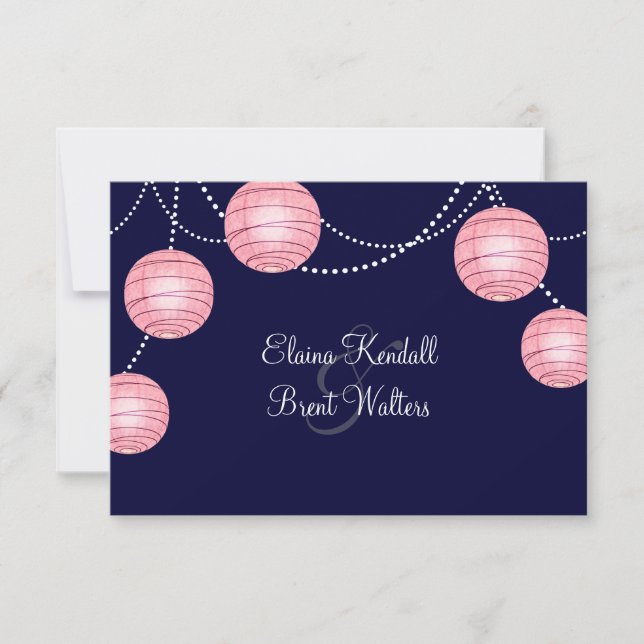 Evening Pink Party Lanterns RSVP (Front)