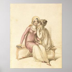 Evening, promenade or sea beach costumes, fashion poster