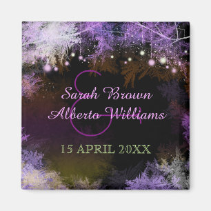 Evening Purple Forest Wedding Save the Date Magnet