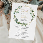 Evening Reception Greenery Geometric Wedding Invitation<br><div class="desc">This elegant and customisable Wedding Reception Invitation features an geometric gold frame adorned with beautiful watercolor greenery foliage & has been paired with a whimsical calligraphy and a classy serif font in gold and grey. To make advanced changes,  please select "Click to customise further" option under Personalise this template.</div>