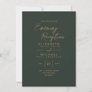 EVENING Reception Invitations Green Gold Wedding