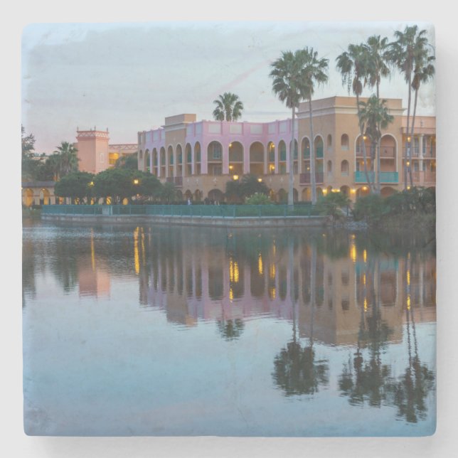 Evening Resort Reflections Stone Coaster (Front)