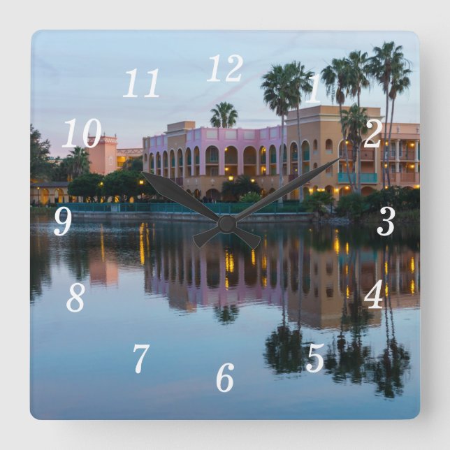 Evening Resort Reflections Wall Clock (Front)