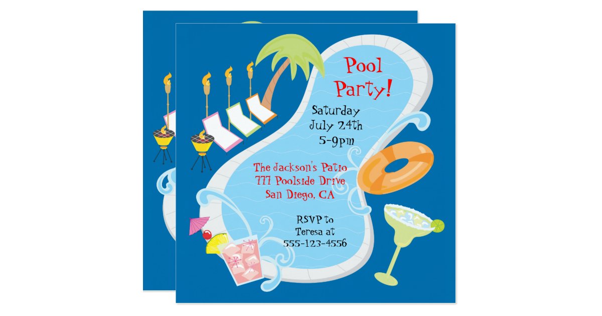 Retro Pool Party Invitations 3