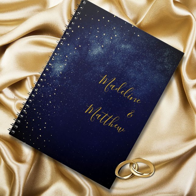 Evening Sky Astral Gold Stars Blue Wedding Notebook (Creator Uploaded)