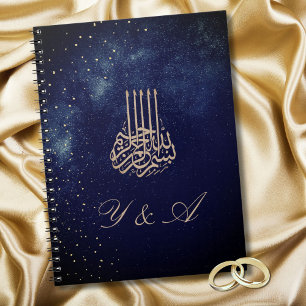 Evening Sky Astral Gold Stars Blue Wedding Notebook