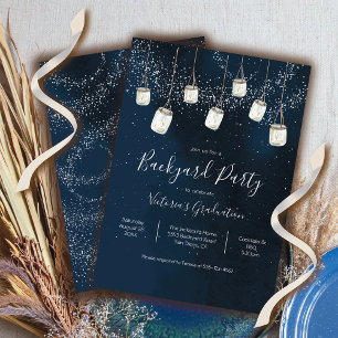 Evening Sky Candle Mason Jars Backyard Party Invitation