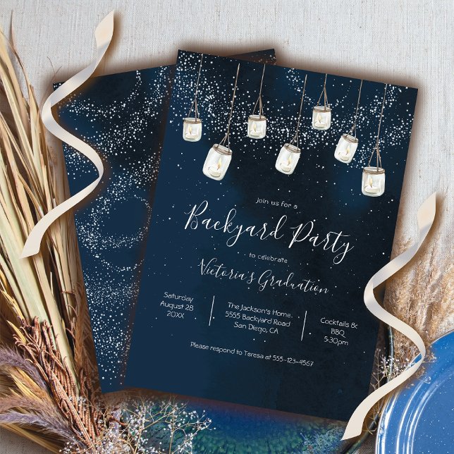 Evening Sky Candle Mason Jars Backyard Party Invitation (Creator Uploaded)