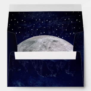 Evening Sky Moon Stars Blue Wedding Monogram Envelope