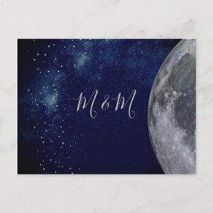 Evening Sky Moon Stars Wedding Invitation Postcard