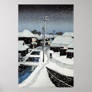 Evening Snow at Terajima Village Hasui Kawase Poster