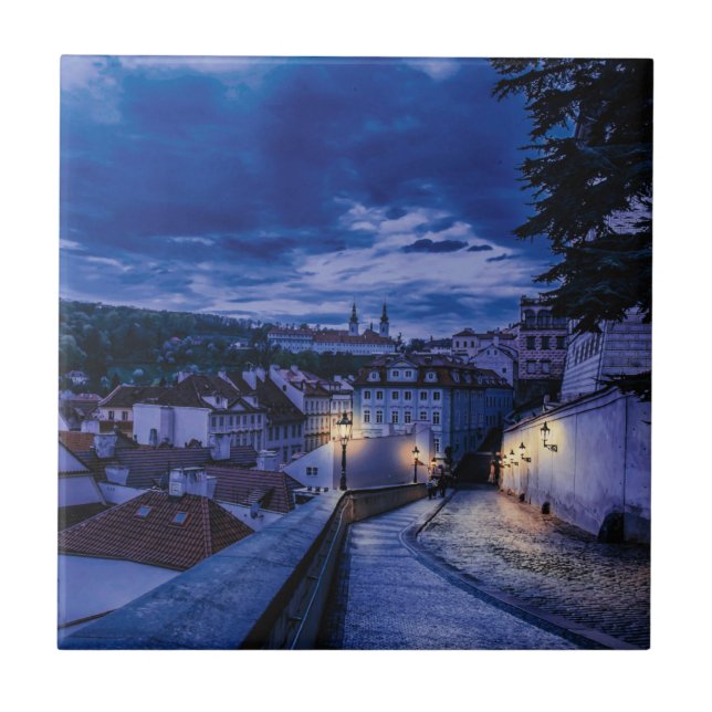 Evening street in Prague Ceramic Tile (Front)