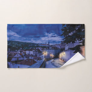 Evening street in Prague Hand Towel