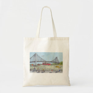 Evening stroll by the Verrazano Bridge Tote Bag