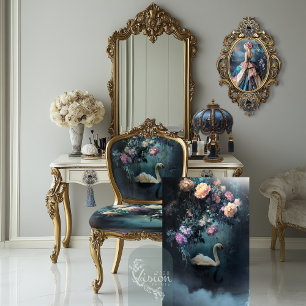 Evening Stroll, Dark Moody Fantasy Swan Tissue Paper