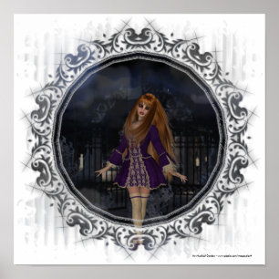 Evening Stroll Gothic Fantasy Redhead Girl Poster