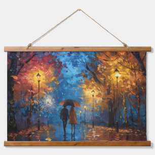 Evening Stroll in Autumn Light Hanging Tapestry