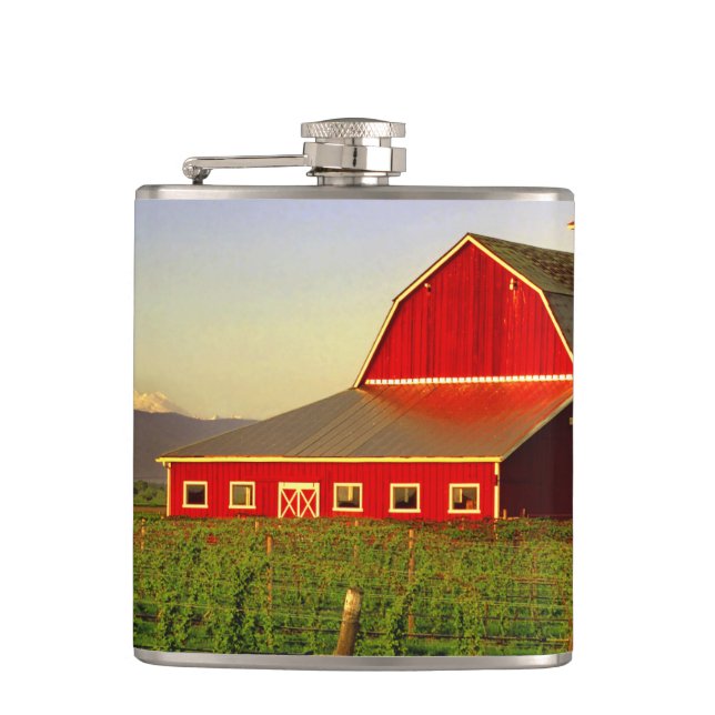 Evening sun on a barn in Washington's Skagit Hip Flask (Front)