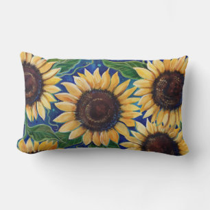 Evening sunflower throw pillow by Renee Lavoie