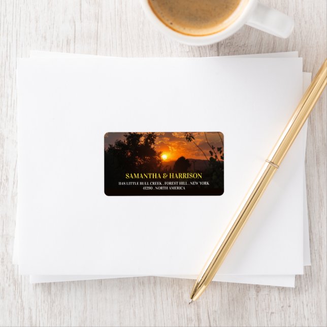 Evening Sunset, Modern Wedding Label (Insitu)