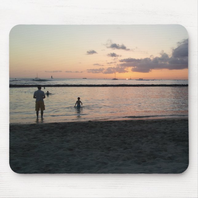 Evening Sunset Tropical Beach Waikiki Oahu Hawaii Mouse Pad (Front)