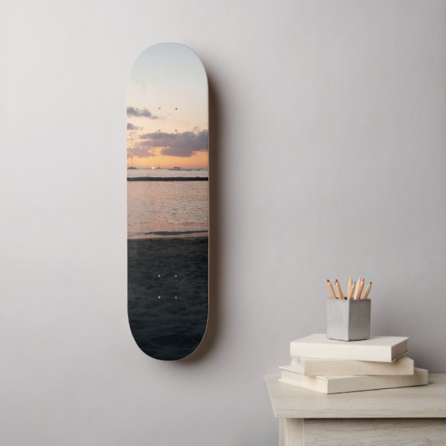 Evening Sunset Tropical Beach Waikiki Oahu Hawaii Skateboard (Wall Art)