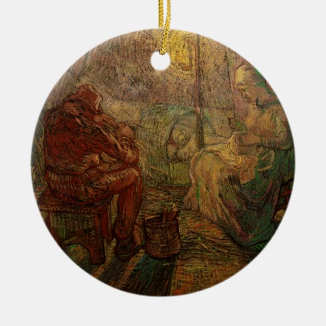 Evening - The Watch by Vincent van Gogh Ceramic Ornament (Front)