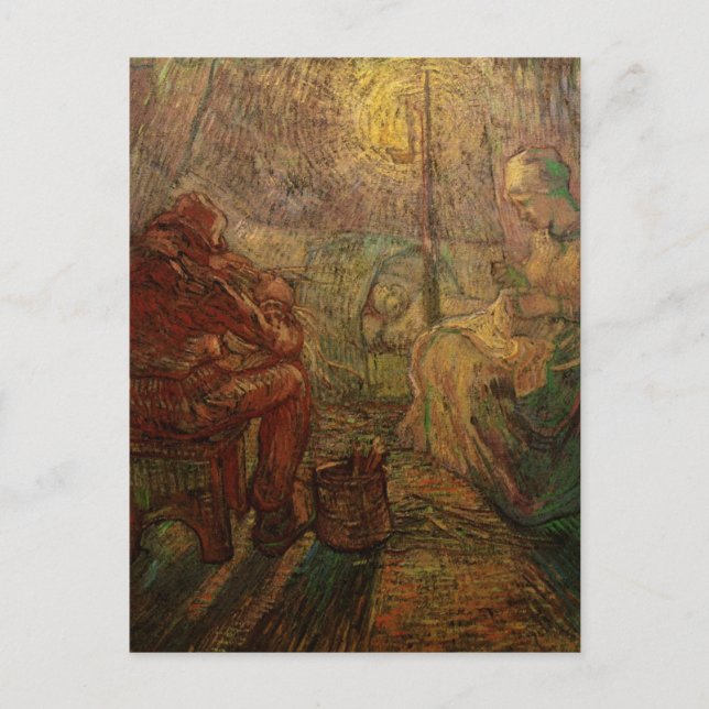 Evening - The Watch by Vincent van Gogh Postcard (Front)