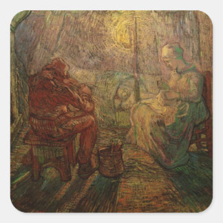 Evening - The Watch by Vincent van Gogh Square Sticker
