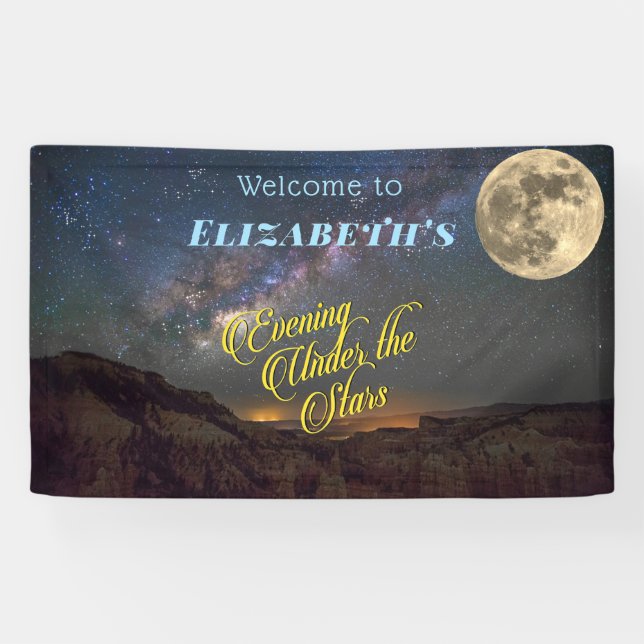 Evening Under The Stars Full Moon Space Banner (Horizontal)