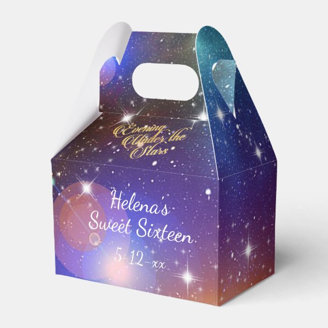 Evening Under the Stars Galaxy Stars  Sweet 16 Favour Box (Front Side)
