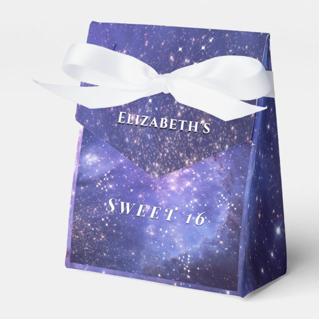 Evening Under the Stars Sweet 16 Sparkle Galaxy Favour Box (Front Side)