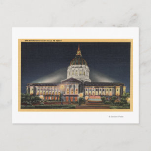 Evening View of City Hall Postcard