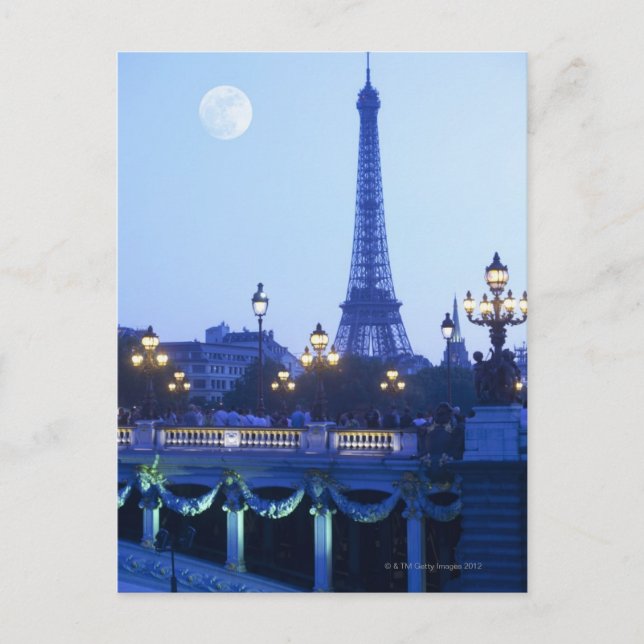 Evening View of Eiffel Tower Postcard (Front)