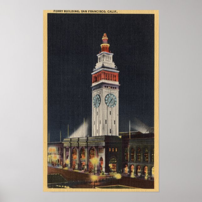 Evening View of Ferry Building Poster (Front)