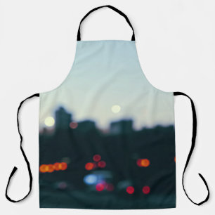 Evening Warsaw: Blurry Cityscape Silhouette. Apron