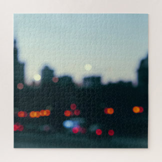 Evening Warsaw: Blurry Cityscape Silhouette. Jigsaw Puzzle