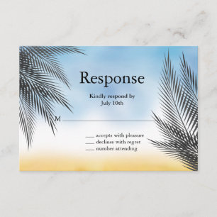 Evening Watercolor Palm Leaves RSVP Card