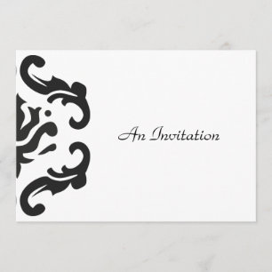 Evening Wedding Reception Black & White Damask Invitation