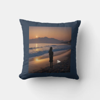 Evening with My Dog on the Beach Cushion